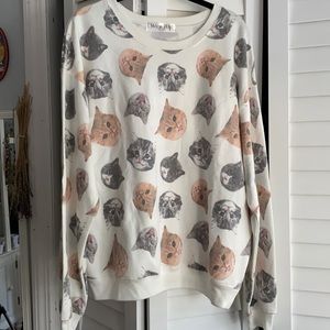 Kitty Cat Face Crew Neck Sweater